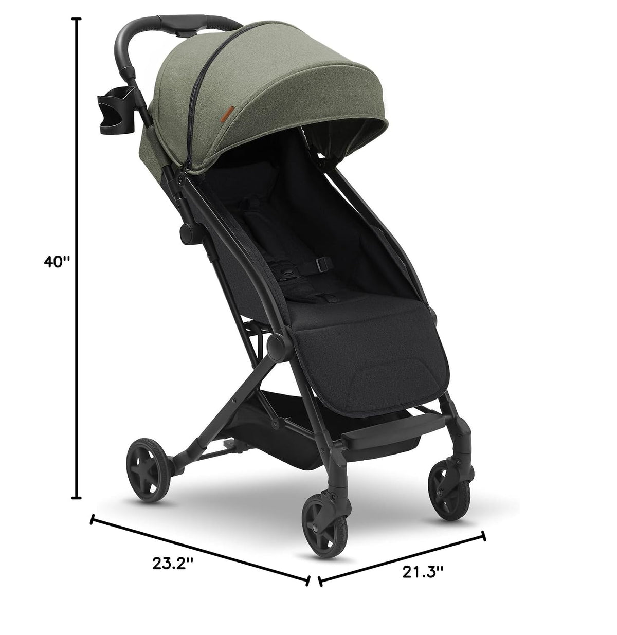 Lithe, Lightweight Stroller, Compact One-Hand Fold Luggage-Style Travel Stroller for Airplane Friendly, Reclining Seat and XL Canopy, with Rain Cover & Travel Carry Bag & Cup Holder