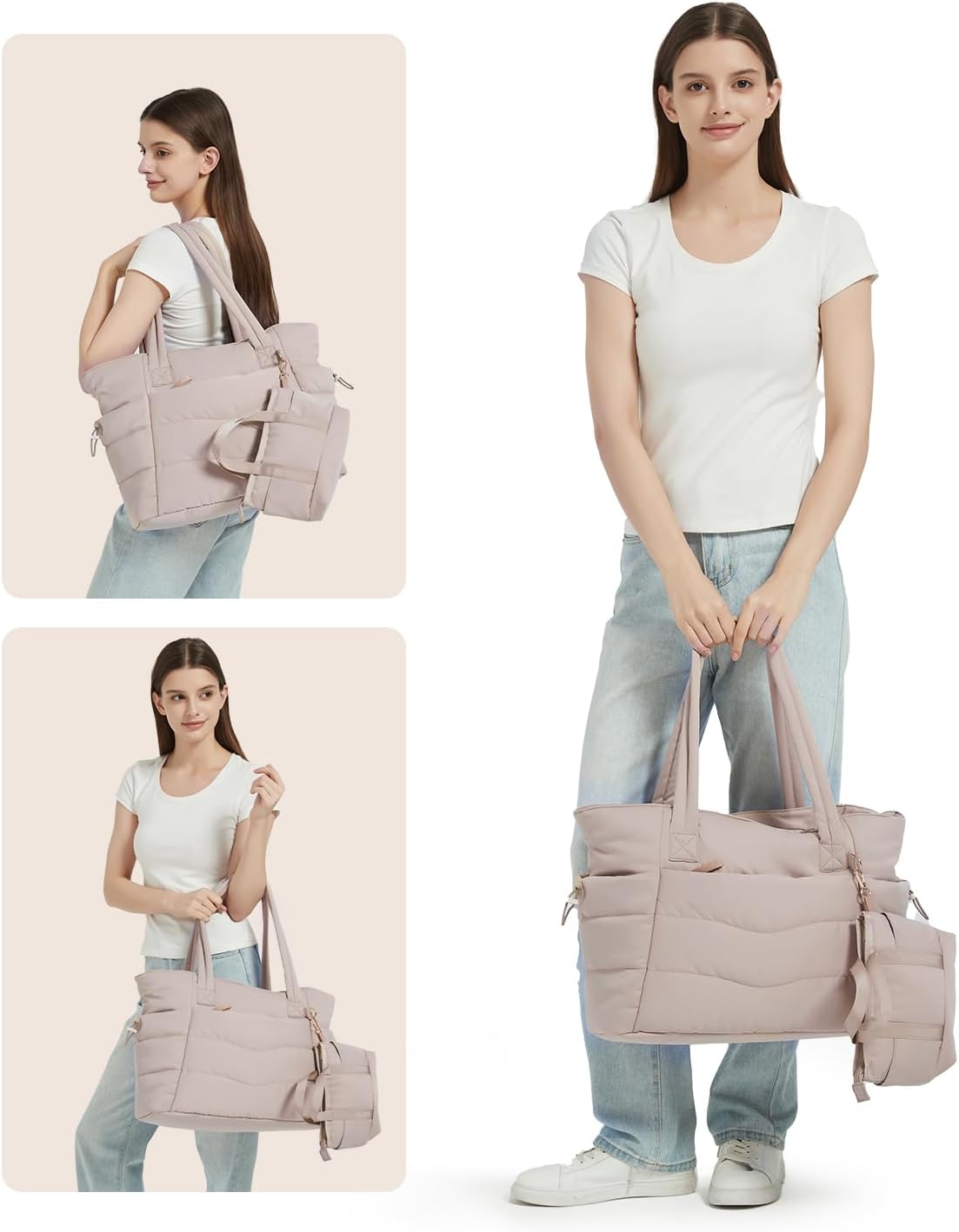 Tote Bag for Women, Puffy Handbags for Work, Travel, Nurse