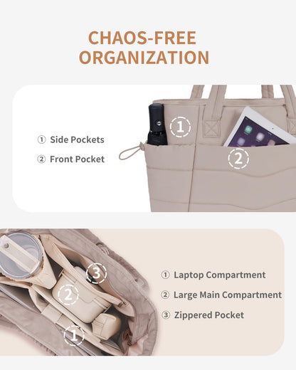 Tote Bag for Women, Puffy Handbags for Work, Travel, Nurse