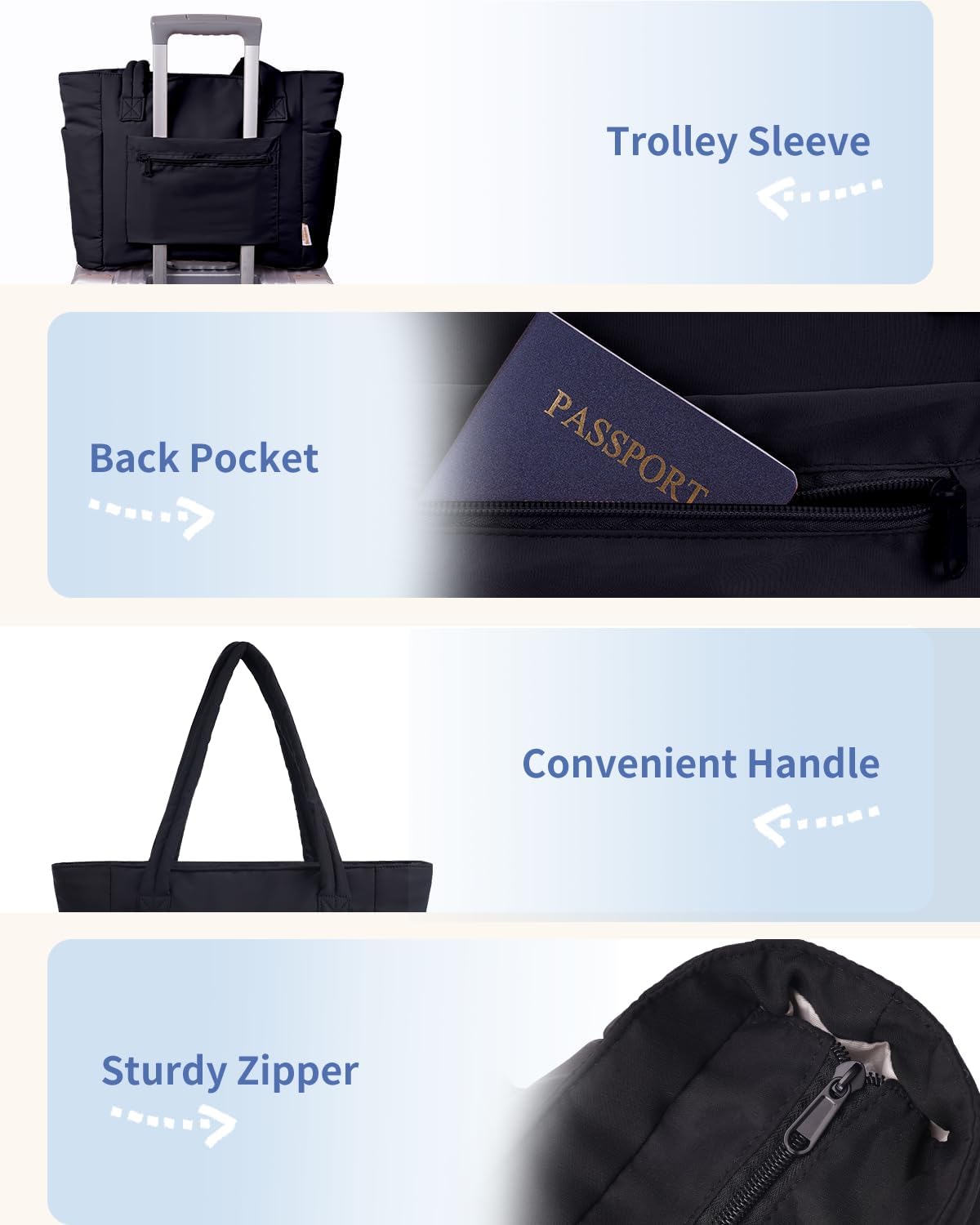 Tote Bag for Women, Puffy Handbags for Work, Travel, Nurse