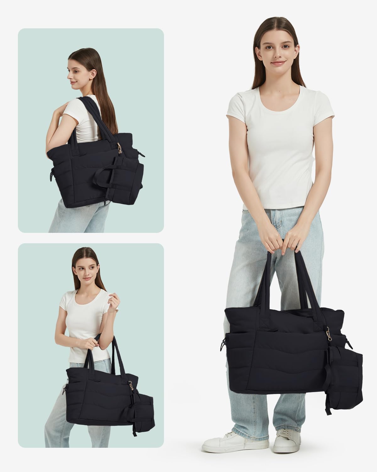 Tote Bag for Women, Puffy Handbags for Work, Travel, Nurse