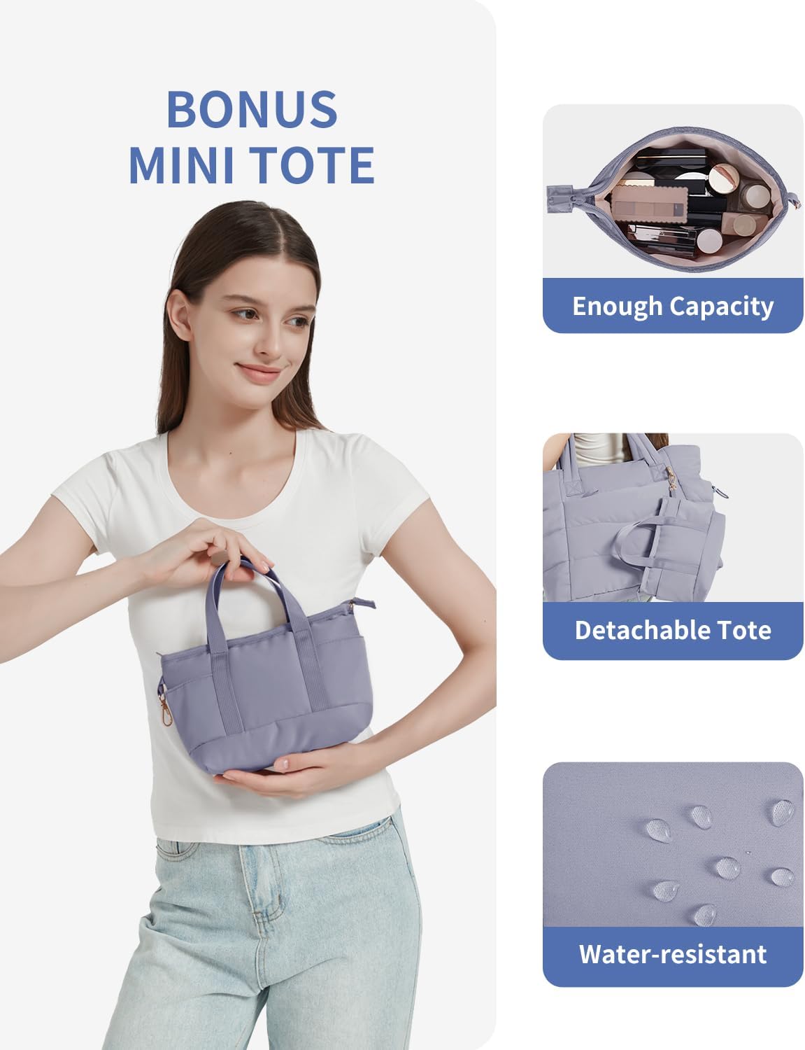 Tote Bag for Women, Puffy Handbags for Work, Travel, Nurse