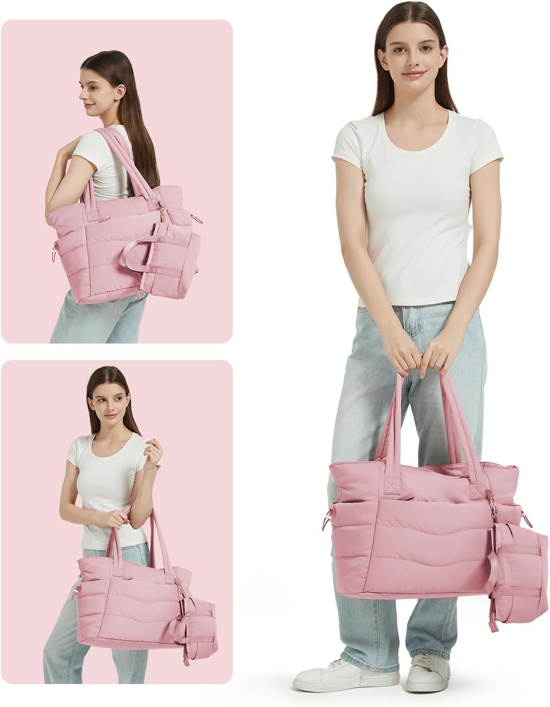 Tote Bag for Women, Puffy Handbags for Work, Travel, Nurse