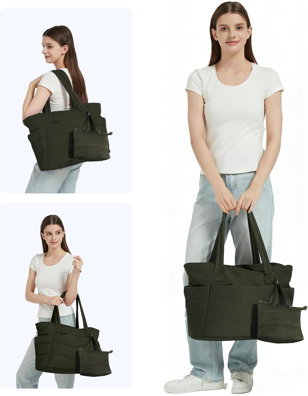 Tote Bag for Women, Puffy Handbags for Work, Travel, Nurse