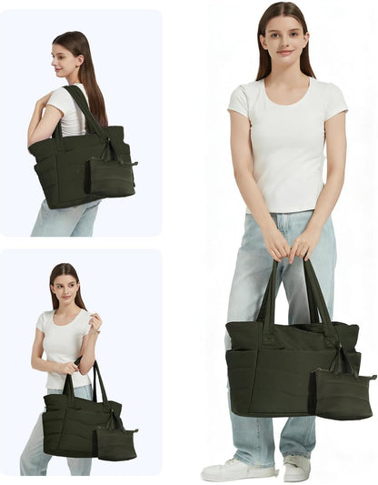 Tote Bag for Women, Puffy Handbags for Work, Travel, Nurse