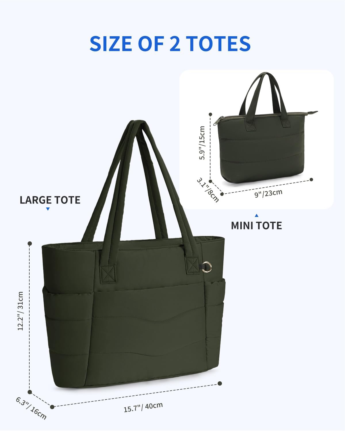 Tote Bag for Women, Puffy Handbags for Work, Travel, Nurse