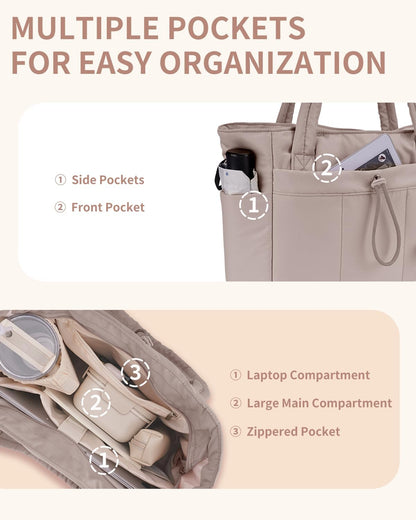 Tote Bag for Women, Puffy Handbags for Work, Travel, Nurse