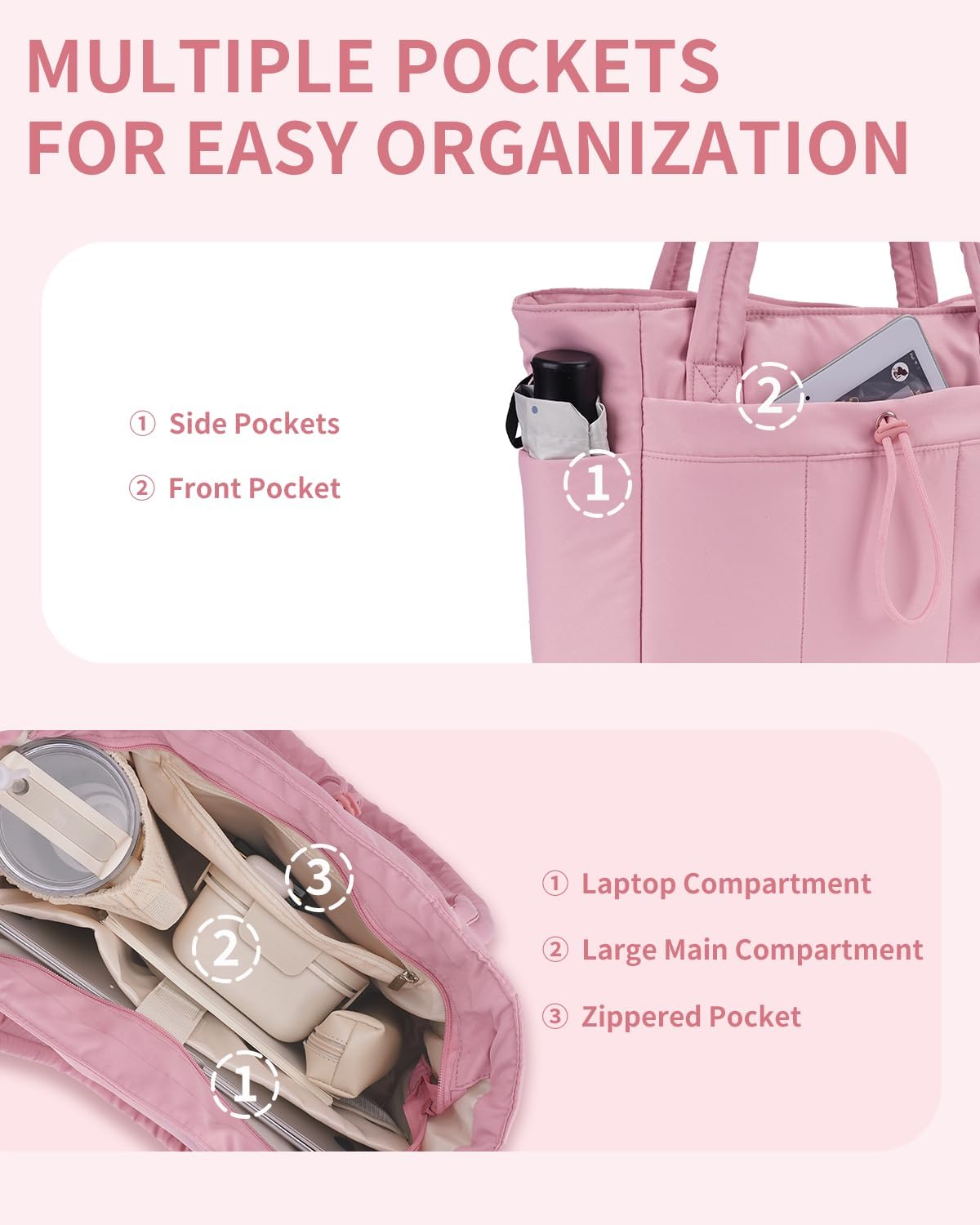 Tote Bag for Women, Puffy Handbags for Work, Travel, Nurse