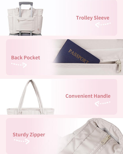 Tote Bag for Women, Puffy Handbags for Work, Travel, Nurse