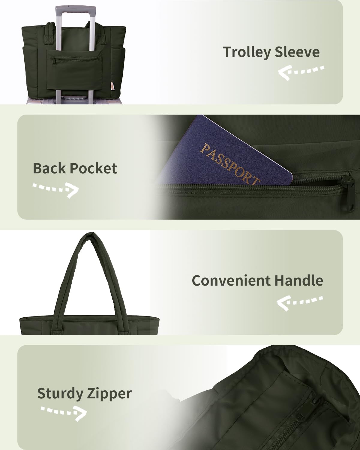 Tote Bag for Women, Puffy Handbags for Work, Travel, Nurse