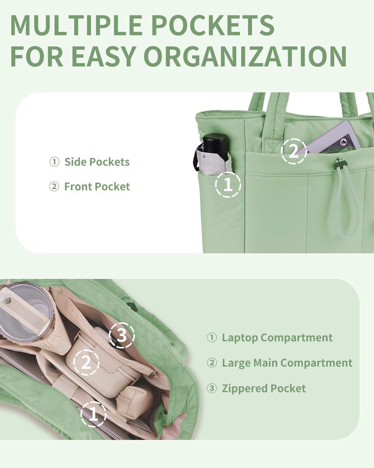 Tote Bag for Women, Puffy Handbags for Work, Travel, Nurse