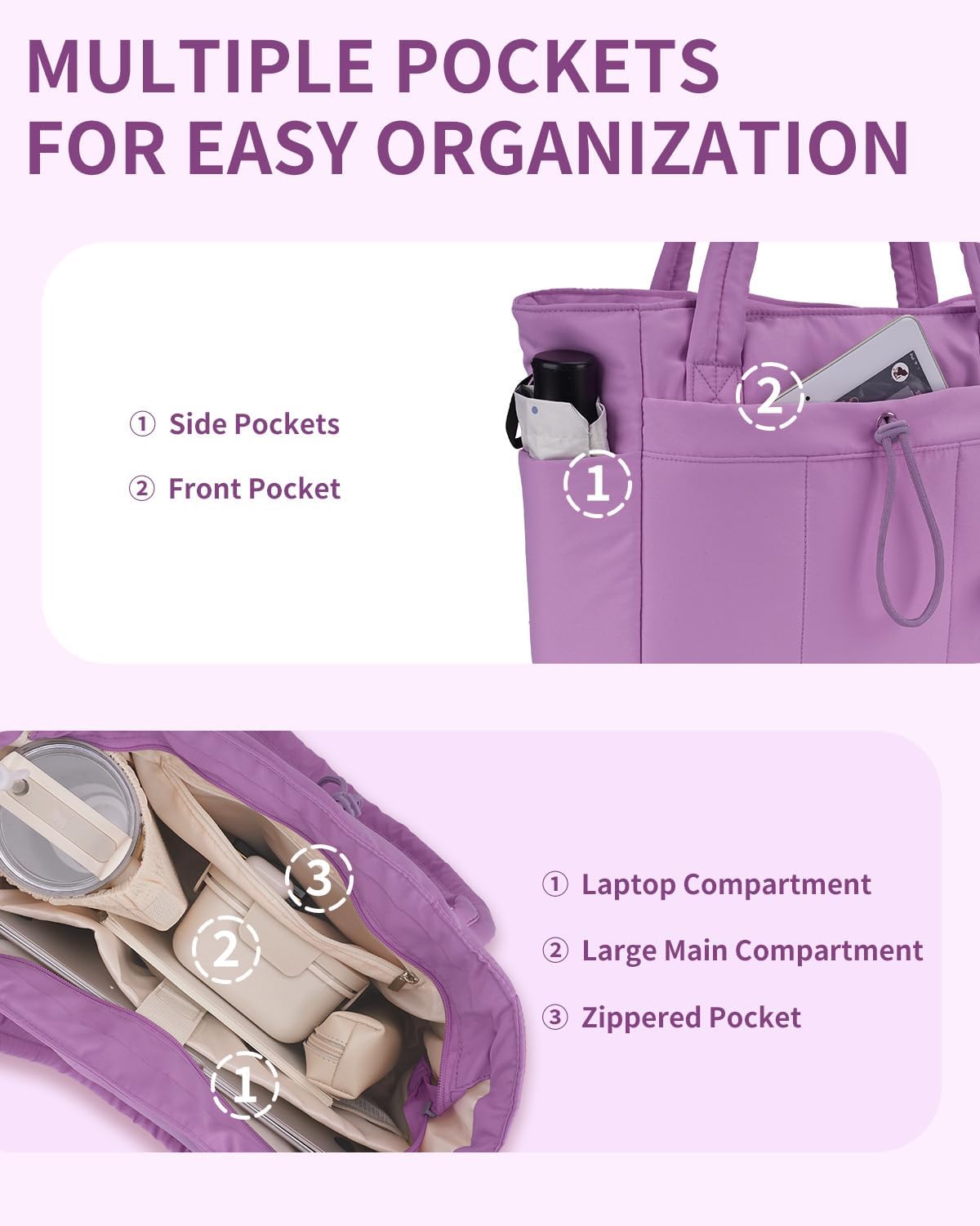 Tote Bag for Women, Puffy Handbags for Work, Travel, Nurse