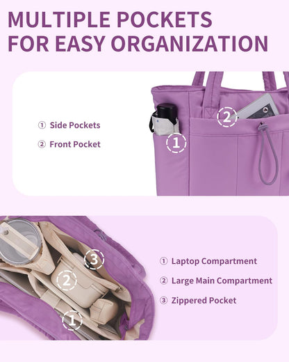 Tote Bag for Women, Puffy Handbags for Work, Travel, Nurse