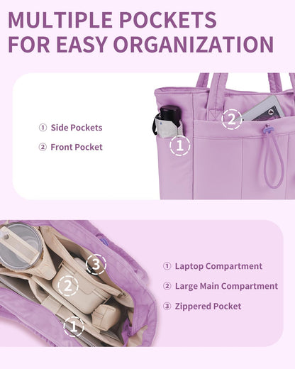Tote Bag for Women, Puffy Handbags for Work, Travel, Nurse