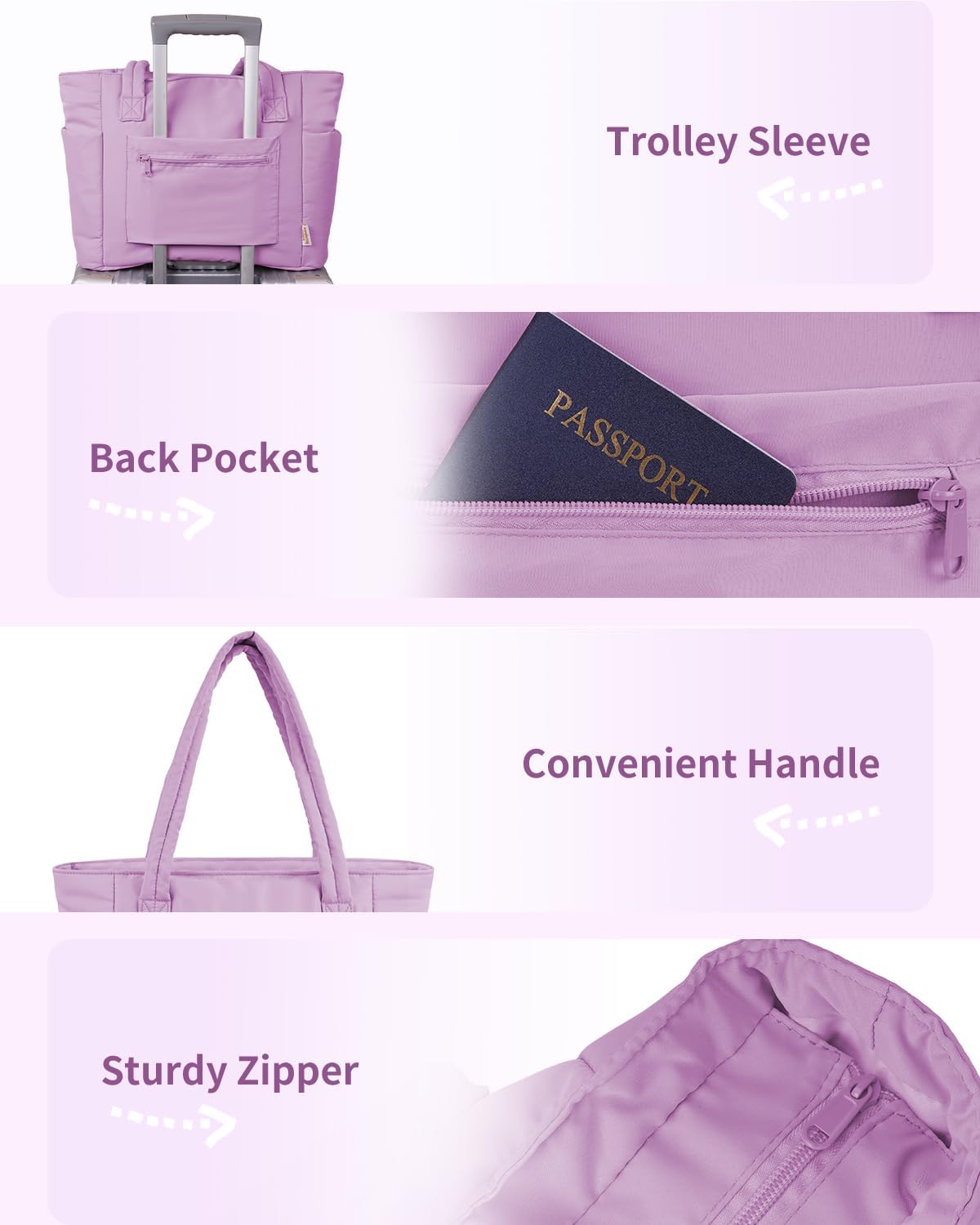 Tote Bag for Women, Puffy Handbags for Work, Travel, Nurse