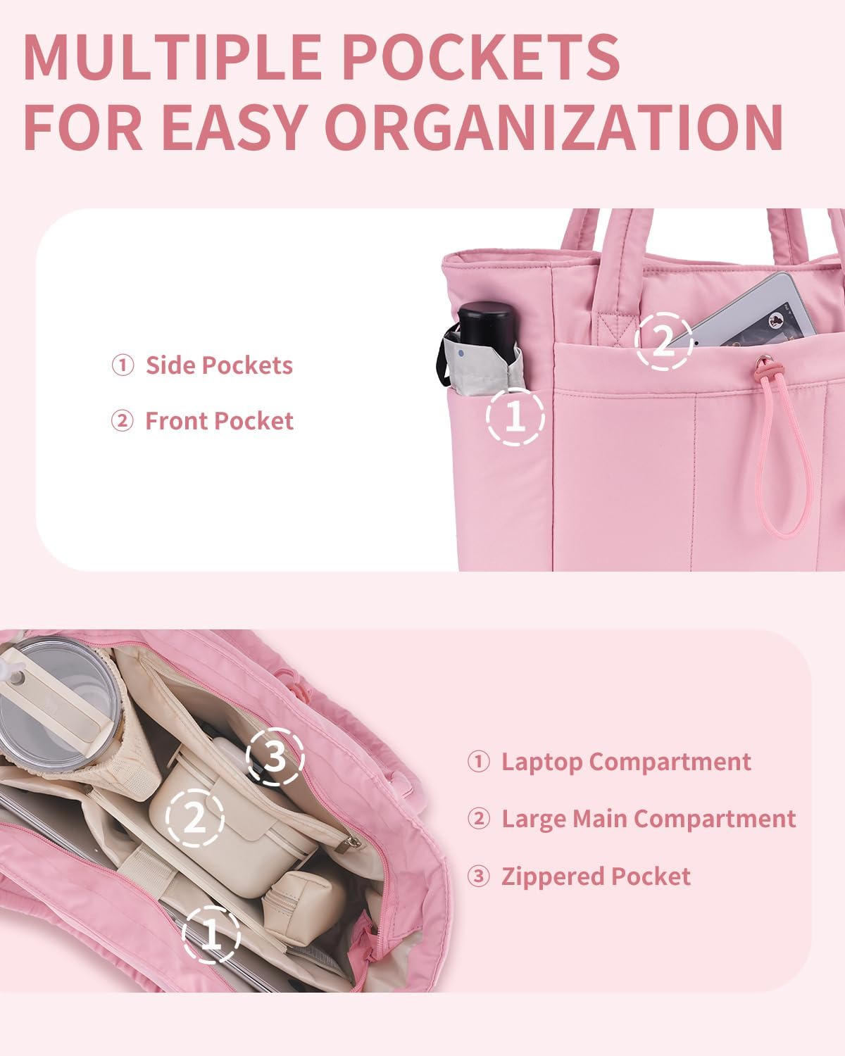 Tote Bag for Women, Puffy Handbags for Work, Travel, Nurse
