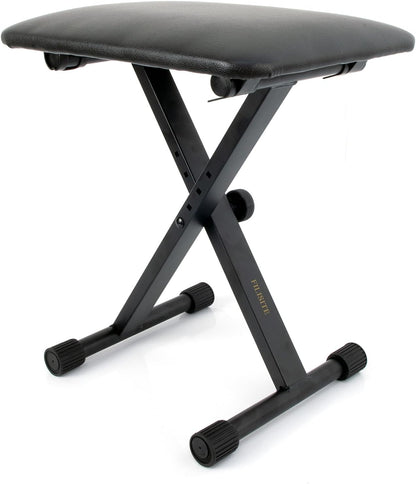 Keyboard Bench X-Style Height Adjustable Padded Cushion Foldable Stool Portable Seat Keyboard Chair for Keyboards Piano Guitar (White)
