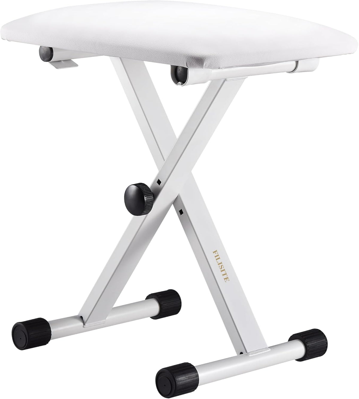 Keyboard Bench X-Style Height Adjustable Padded Cushion Foldable Stool Portable Seat Keyboard Chair for Keyboards Piano Guitar (White)