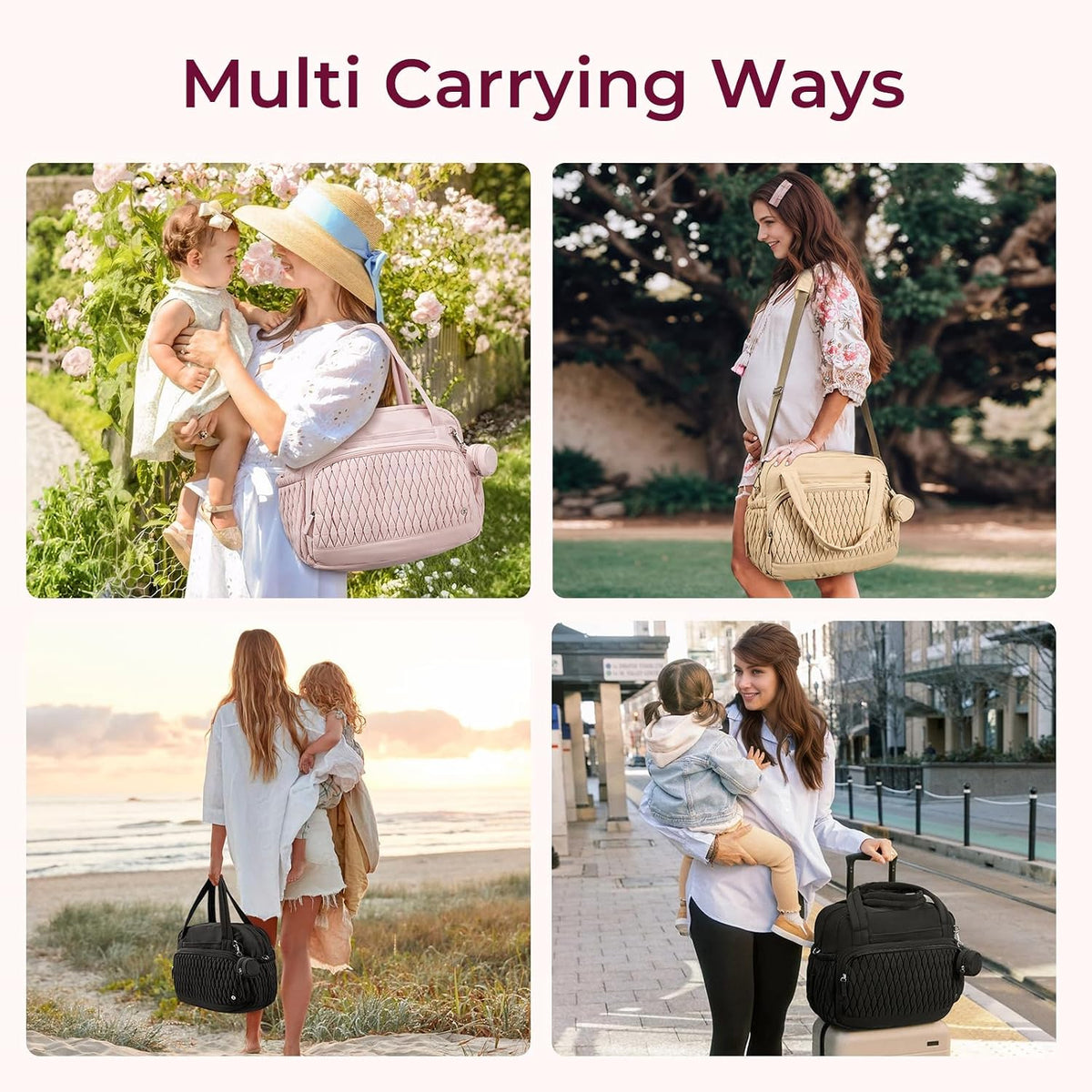 Tote Diaper Bags, Travel Crossbody Large Capacity Hospital Bag for Women Labor Delivery with Pacifier Case