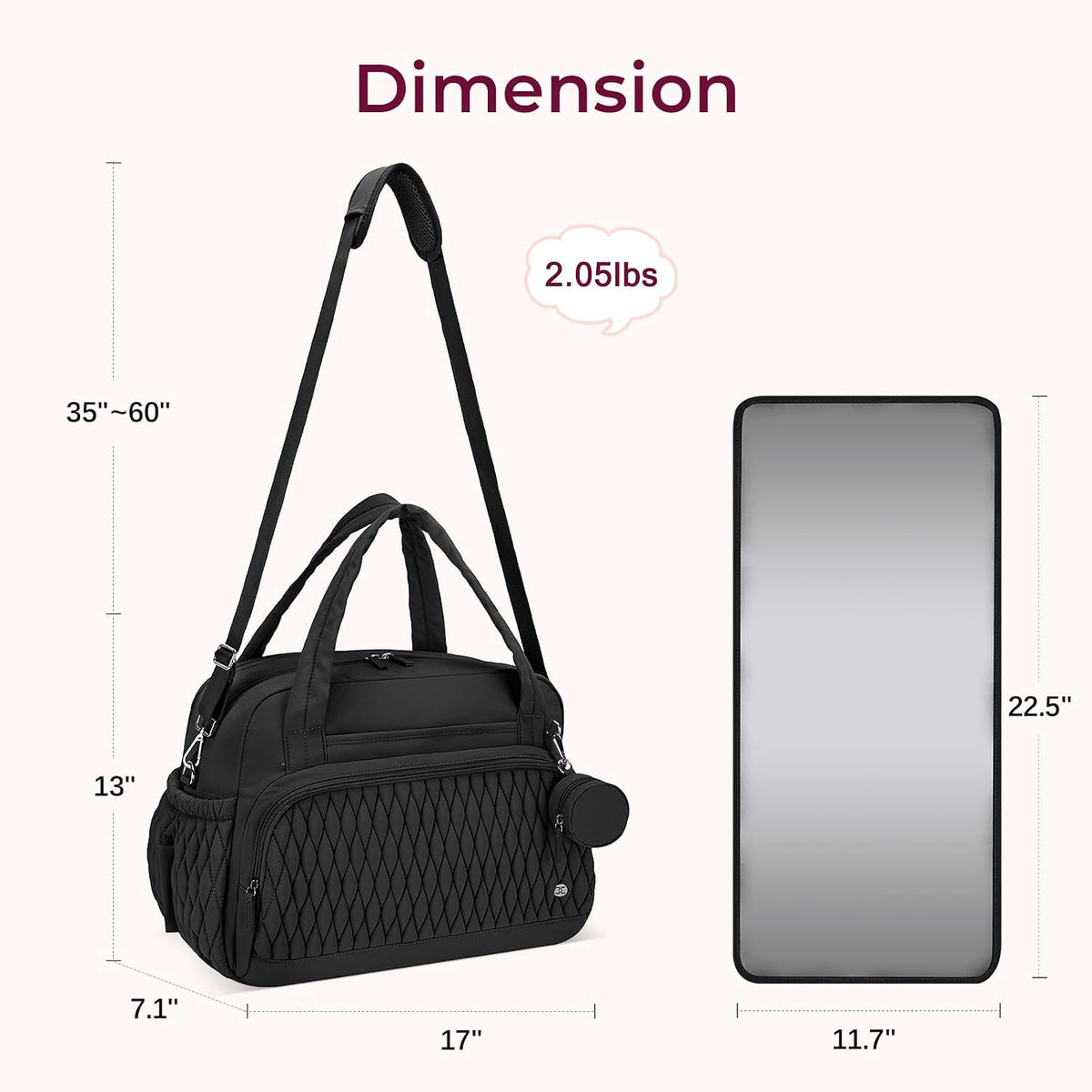 Tote Diaper Bags, Travel Crossbody Large Capacity Hospital Bag for Women Labor Delivery with Pacifier Case