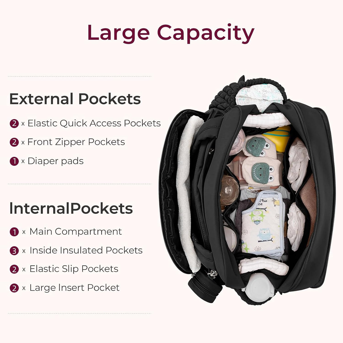 Tote Diaper Bags, Travel Crossbody Large Capacity Hospital Bag for Women Labor Delivery with Pacifier Case