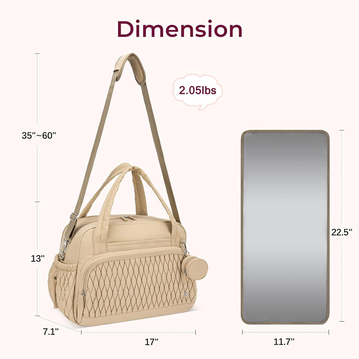 Tote Diaper Bags, Travel Crossbody Large Capacity Hospital Bag for Women Labor Delivery with Pacifier Case