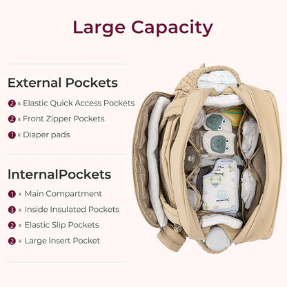 Tote Diaper Bags, Travel Crossbody Large Capacity Hospital Bag for Women Labor Delivery with Pacifier Case
