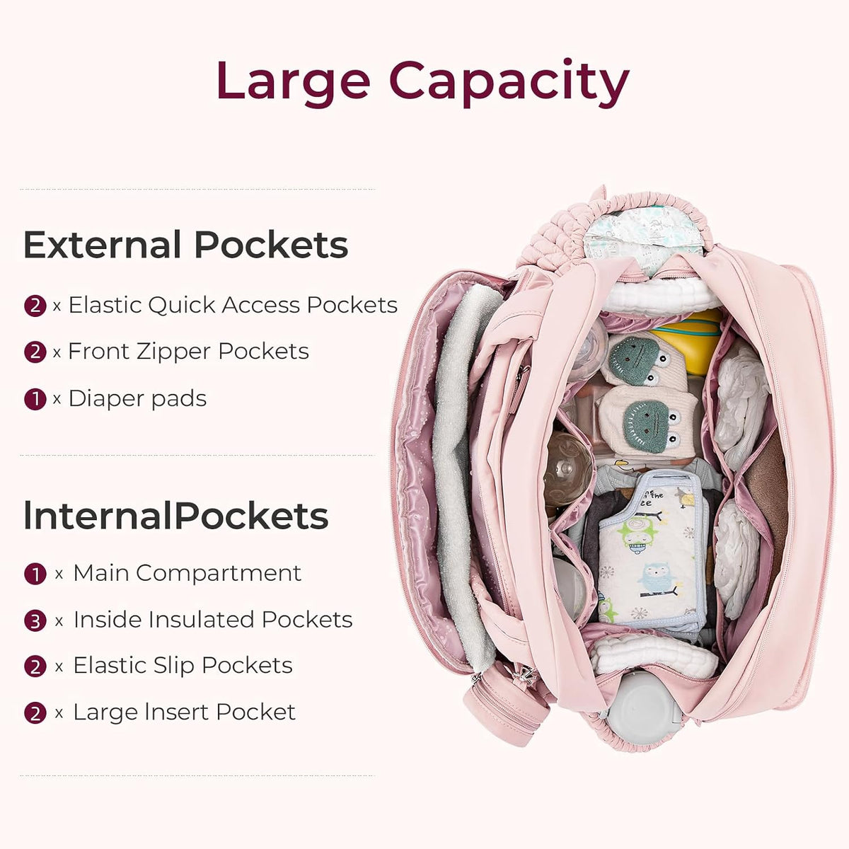 Tote Diaper Bags, Travel Crossbody Large Capacity Hospital Bag for Women Labor Delivery with Pacifier Case