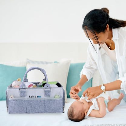 Baby Diaper Caddy Organizer for Changing Table, Baby Storage Basket for Diapers and Baby Wipes,Car Caddy Organizer,Nursery Diaper Organizer, Portable Diaper Storage.