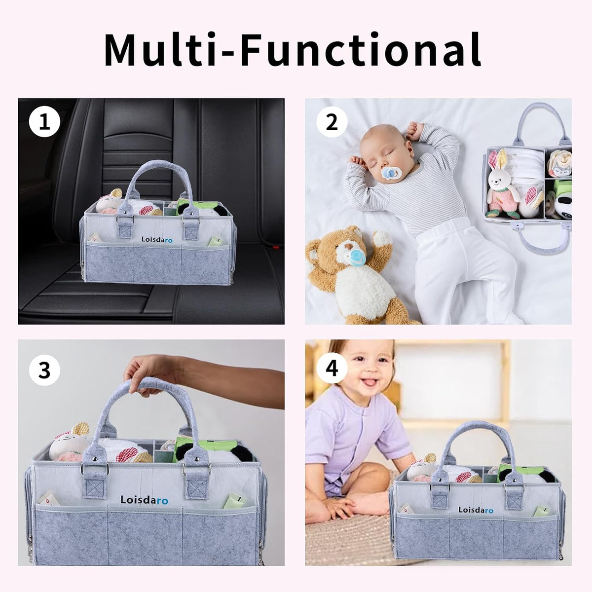 Baby Diaper Caddy Organizer for Changing Table, Baby Storage Basket for Diapers and Baby Wipes,Car Caddy Organizer,Nursery Diaper Organizer, Portable Diaper Storage.