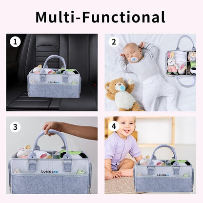 Baby Diaper Caddy Organizer for Changing Table, Baby Storage Basket for Diapers and Baby Wipes,Car Caddy Organizer,Nursery Diaper Organizer, Portable Diaper Storage.