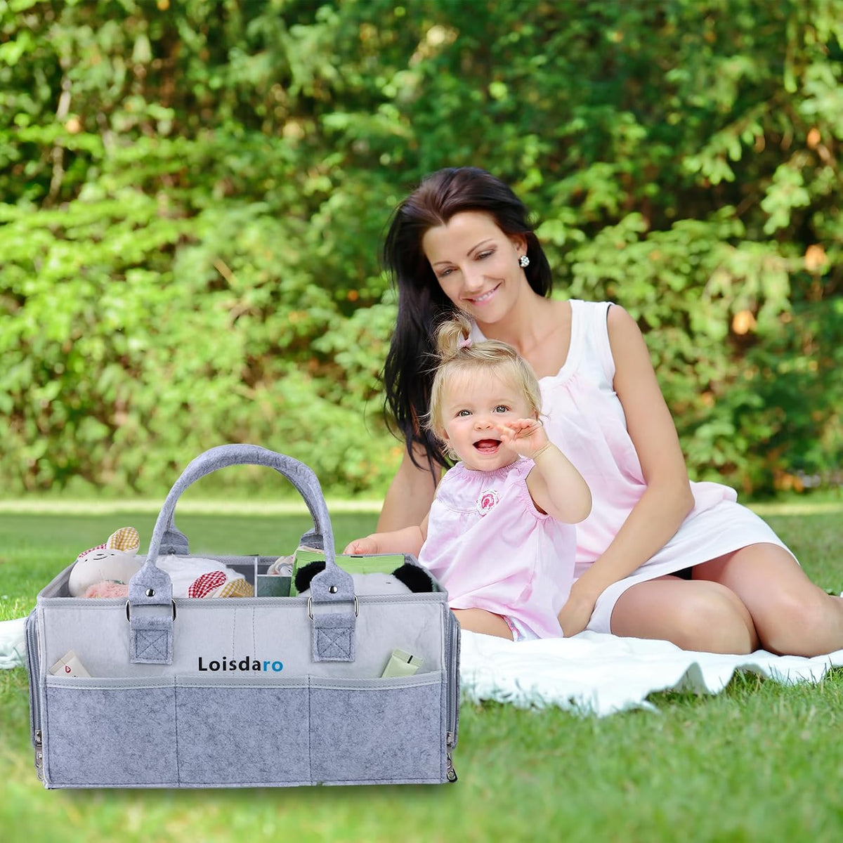 Baby Diaper Caddy Organizer for Changing Table, Baby Storage Basket for Diapers and Baby Wipes,Car Caddy Organizer,Nursery Diaper Organizer, Portable Diaper Storage.