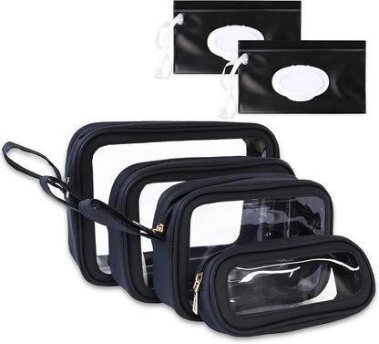 6 PCS Set TPU Diaper Bag Organizer Pouches & Wipe Dispensers, Black