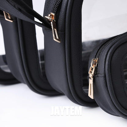 6 PCS Set TPU Diaper Bag Organizer Pouches & Wipe Dispensers, Black