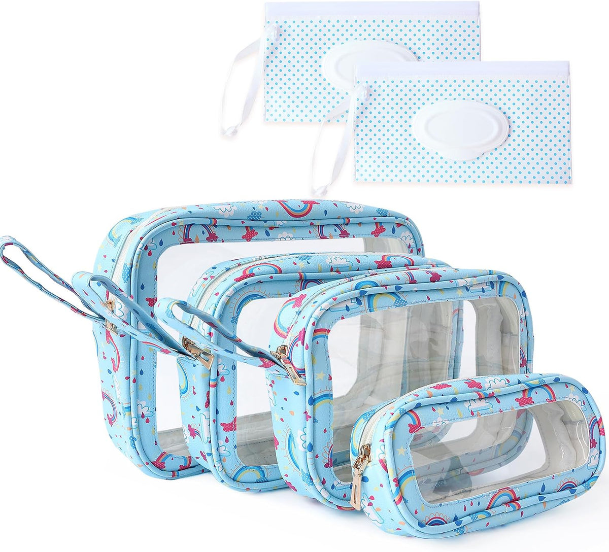 6 PCS Set TPU Diaper Bag Organizer Pouches & Wipe Dispensers, Black