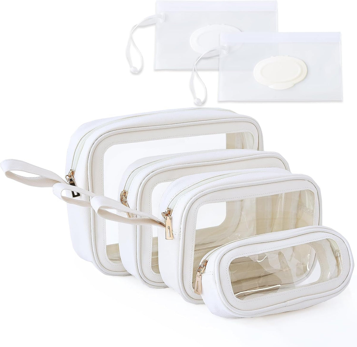 6 PCS Set TPU Diaper Bag Organizer Pouches & Wipe Dispensers, Black