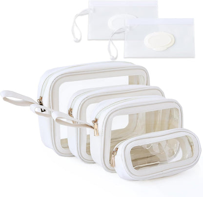 6 PCS Set TPU Diaper Bag Organizer Pouches & Wipe Dispensers, Black