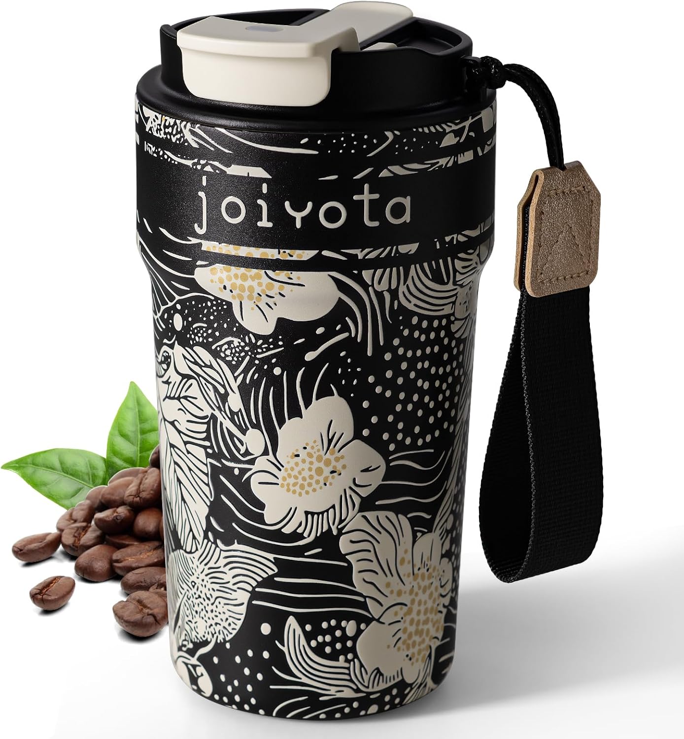 20oz Artic Ceramic Lined Coffee Tumbler, 3D Floral Print Design, Insulated Stainless Steel Travel Mug with Lid and Straw, BPA-Free Leak-Proof for Hot & Iced Coffee Tea, Unique Gifts for Women