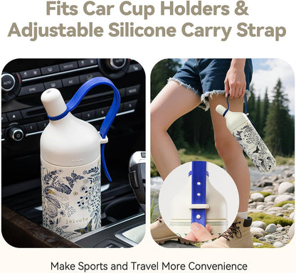 20oz Artic Ceramic Lined Coffee Tumbler, 3D Floral Print Design, Insulated Stainless Steel Travel Mug with Lid and Straw, BPA-Free Leak-Proof for Hot & Iced Coffee Tea, Unique Gifts for Women