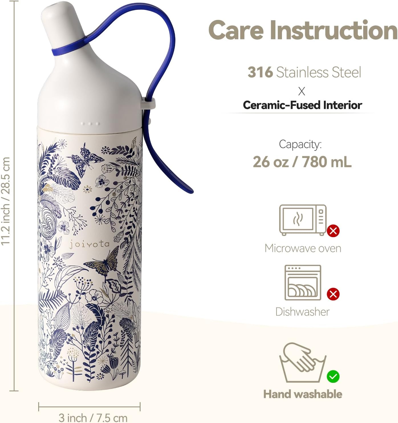 20oz Artic Ceramic Lined Coffee Tumbler, 3D Floral Print Design, Insulated Stainless Steel Travel Mug with Lid and Straw, BPA-Free Leak-Proof for Hot & Iced Coffee Tea, Unique Gifts for Women