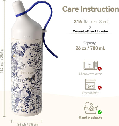 20oz Artic Ceramic Lined Coffee Tumbler, 3D Floral Print Design, Insulated Stainless Steel Travel Mug with Lid and Straw, BPA-Free Leak-Proof for Hot & Iced Coffee Tea, Unique Gifts for Women