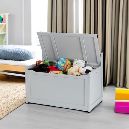 Melissa & Doug Toy Chest, Wooden Toy Storage Box with Safety-Hinged Lid, Kids Toys Storage Organizer for Playroom, Bedroom, & Montessori Classroom Furniture for Boys & Girls Ages 3+