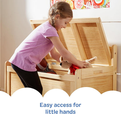Melissa & Doug Toy Chest, Wooden Toy Storage Box with Safety-Hinged Lid, Kids Toys Storage Organizer for Playroom, Bedroom, & Montessori Classroom Furniture for Boys & Girls Ages 3+