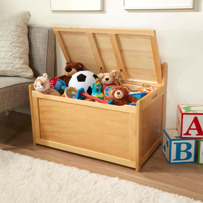 Melissa & Doug Toy Chest, Wooden Toy Storage Box with Safety-Hinged Lid, Kids Toys Storage Organizer for Playroom, Bedroom, & Montessori Classroom Furniture for Boys & Girls Ages 3+