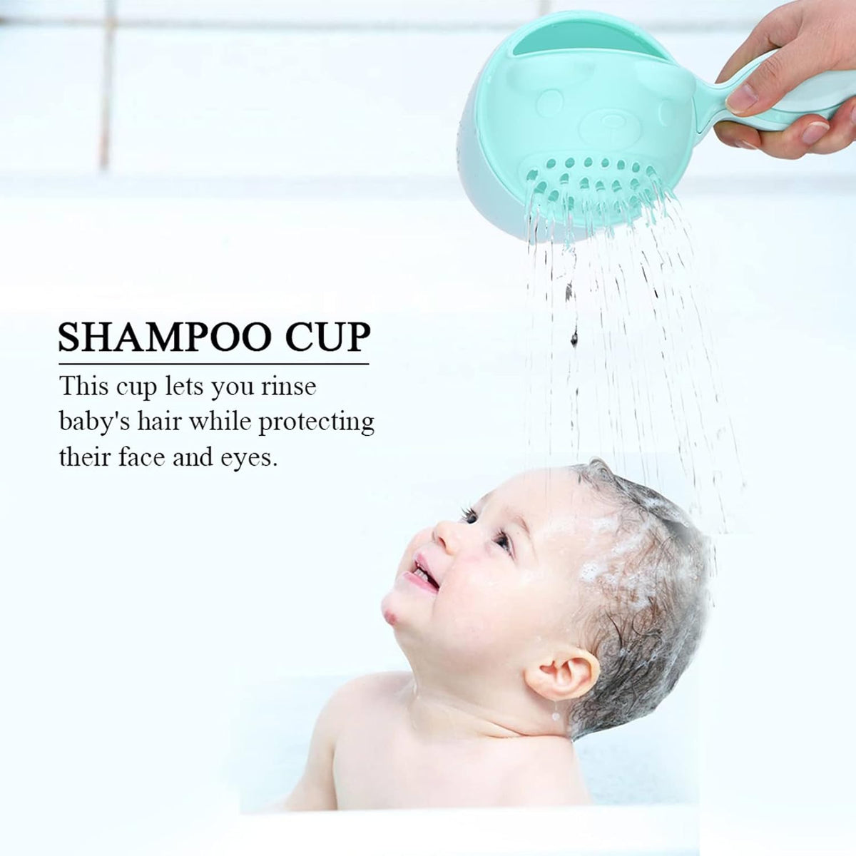 Baby Shampoo Rinse Cup, Cute Tear Free Hair Washing Flusher for Toddler Bath PP Green 21 x 10.7 x 15 cm 1 Pack
