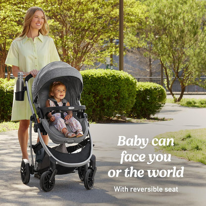 Modes Pramette Stroller, 3-in-1 Baby Stroller, 3 Modes: Infant Car Seat Carrier (Car Seat Not Included), Infant Pramette to Toddler Stroller with Reversible Seat and One-Hand Fold, Redmond