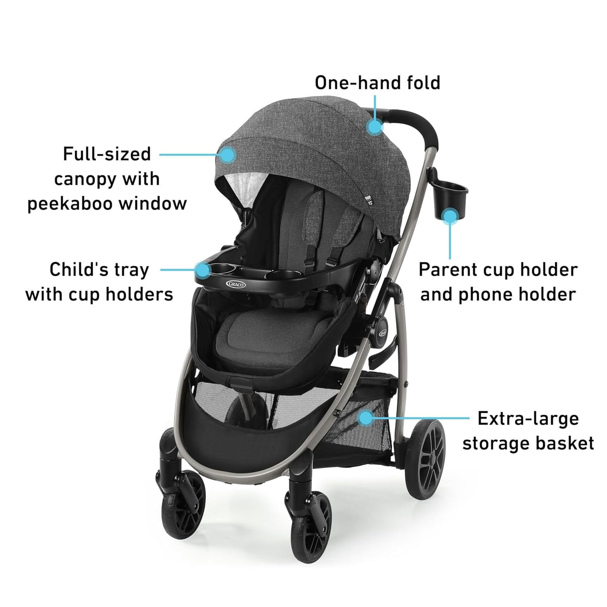 Modes Pramette Stroller, 3-in-1 Baby Stroller, 3 Modes: Infant Car Seat Carrier (Car Seat Not Included), Infant Pramette to Toddler Stroller with Reversible Seat and One-Hand Fold, Redmond
