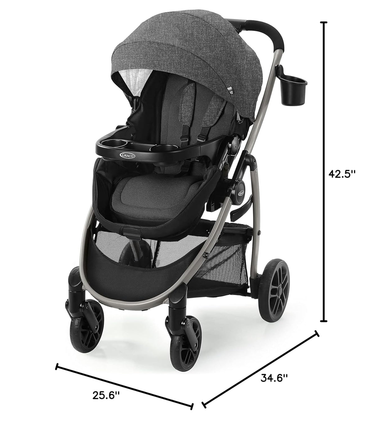 Modes Pramette Stroller, 3-in-1 Baby Stroller, 3 Modes: Infant Car Seat Carrier (Car Seat Not Included), Infant Pramette to Toddler Stroller with Reversible Seat and One-Hand Fold, Redmond