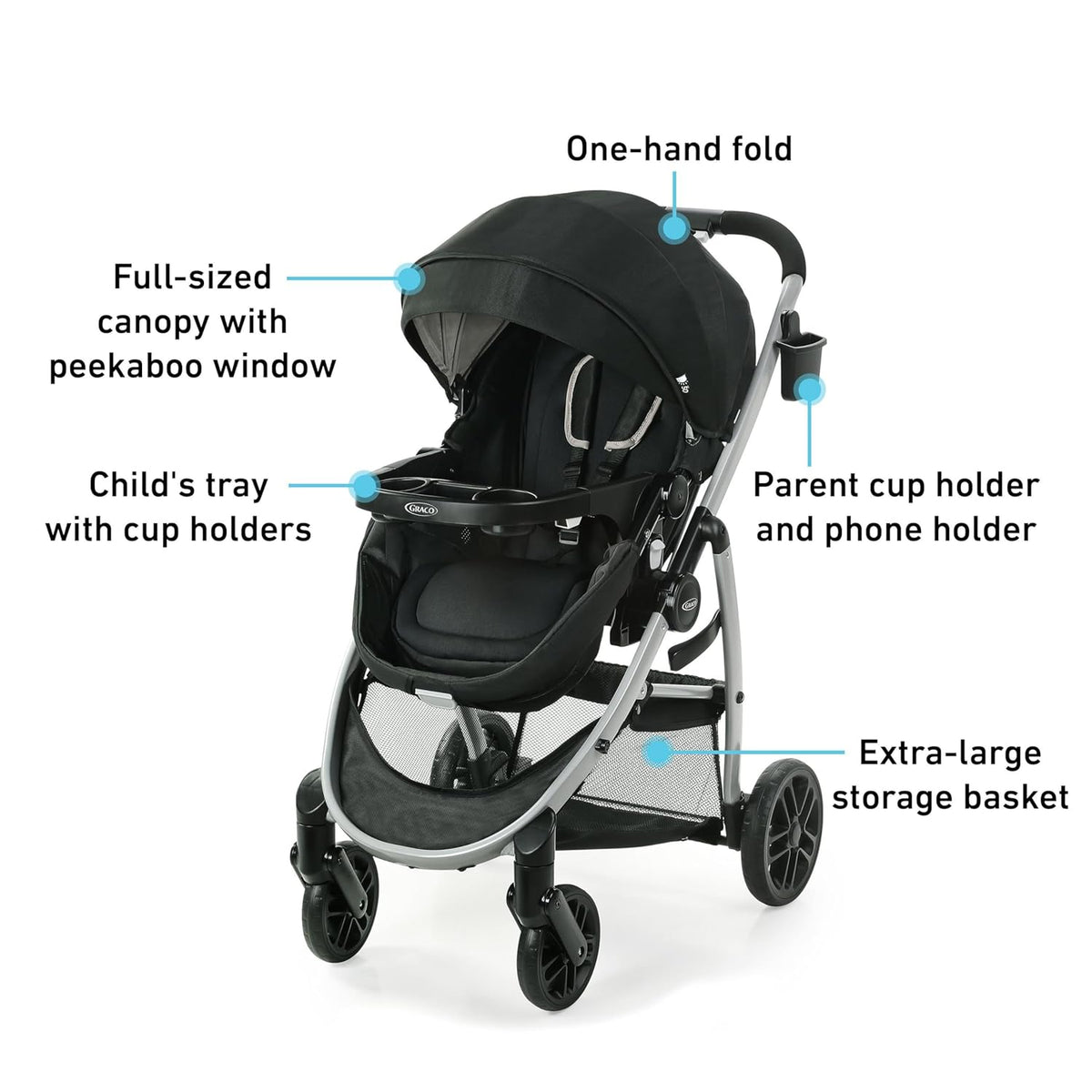 Modes Pramette Stroller, 3-in-1 Baby Stroller, 3 Modes: Infant Car Seat Carrier (Car Seat Not Included), Infant Pramette to Toddler Stroller with Reversible Seat and One-Hand Fold, Redmond