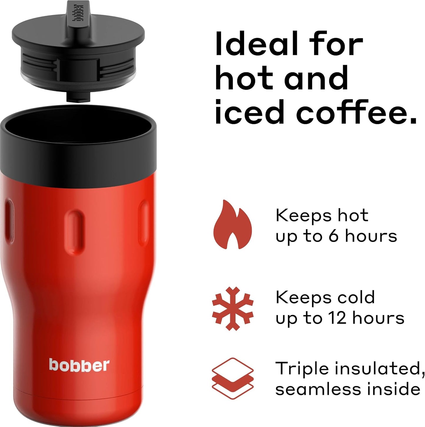 12 OZ Vacuum Insulated Stainless Steel Portable Travel Coffee Mug With 100% Leakproof Locked Lid (Matte)